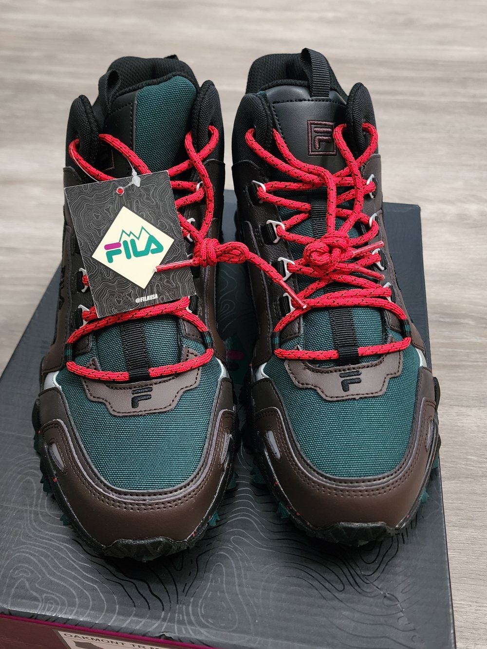 ​Fila Oakmont TR Mid Mens Size 10.5 Trail Hiking Sneakers Espresso Pine Black